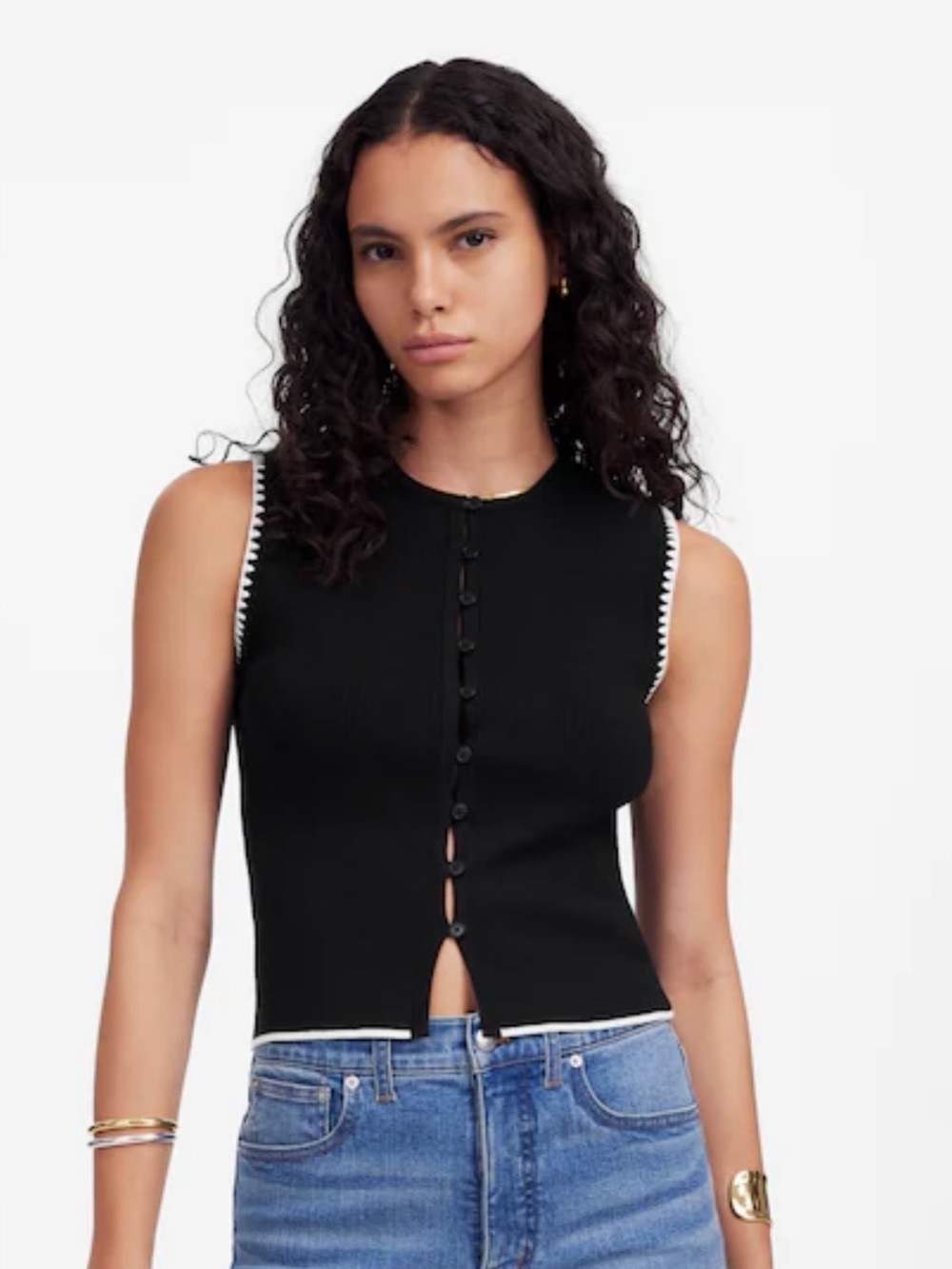 Madewell Blanket -Stitch Crewneck  Sweater Tank